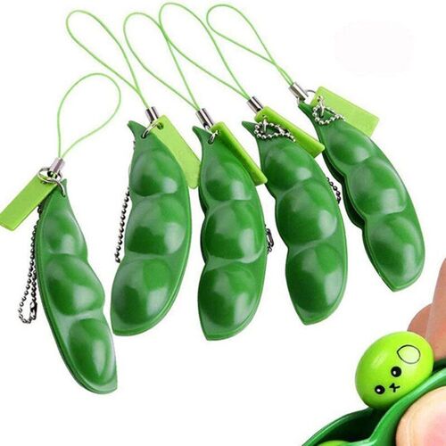 Jouets De Décompression Pour Adultes, Porte-Clés Squishy À Presser Pois Haricots, Joli Jouet Anti-Stress En Caoutchouc, Cadeau De Noël Pour Garçons