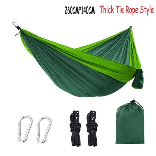Vert Fruit - Hamac De Camping Portable Pour Deux Personnes, 260x140cm, Extérieur, Chasse, Survie, Jardin, Cour, Loisirs, Parachute, Balançoire Voyage
