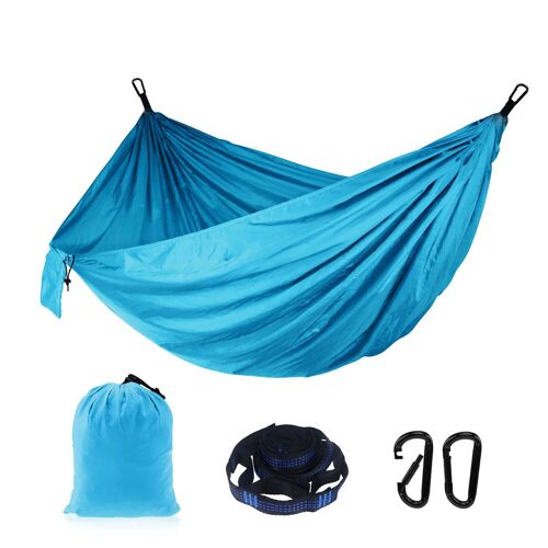 Bleu Ciel - Hamac De Camping, Randonnée, Jardin, Extérieur, Portable, Parachute, Nylon, Double Hamac Avec Sangle De 2m, Mobilier De Camping