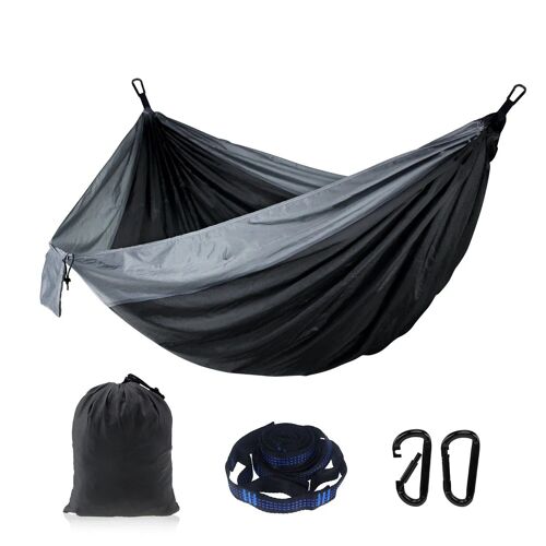 Noir Et Gris - Hamac De Camping, Lit-Balançoire D'extérieur, Parachute, Facile À Transporter, En Nylon, Pour Randonnée, Voyage