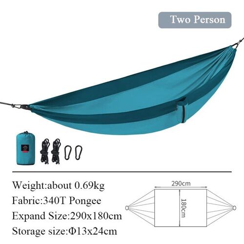 Lac Bleu 2 Personne - Hamac De Camping Double Portable Et Pliable, Ulde Parachute D'arrière-Cour, Hamac D'arbre De Jardin, 2 Prêts Hypothécaires, Nh21dc01