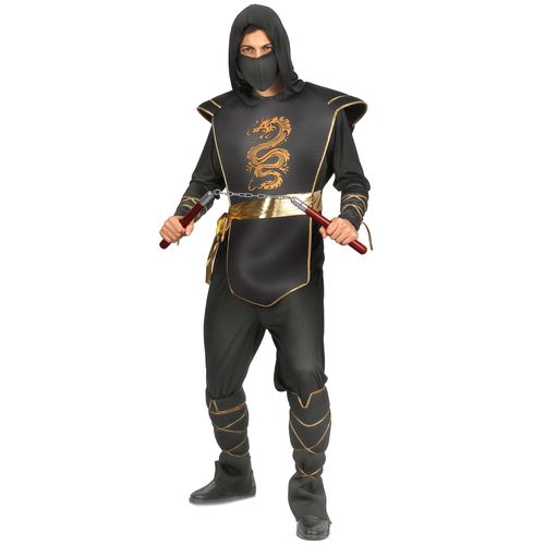 Déguisement Ninja Noir Et Doré Homme - Taille: L