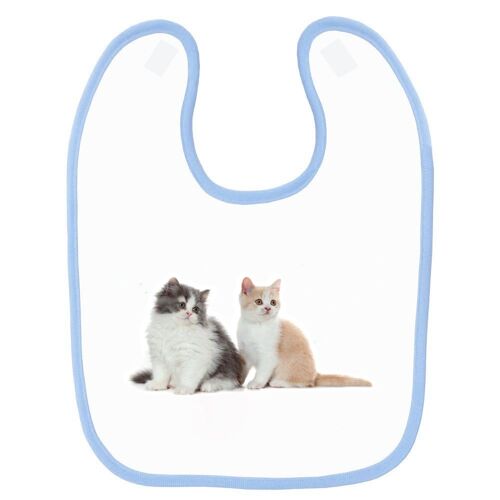 Bavoir Bébé Imprimé Chaton 3 Bleu