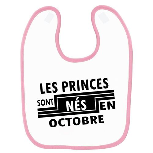 Bavoir Bébé Imprimé Princes Nés En Octobre Rose