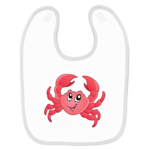 Bavoir Bébé Imprimé Crabe Rose Blanc