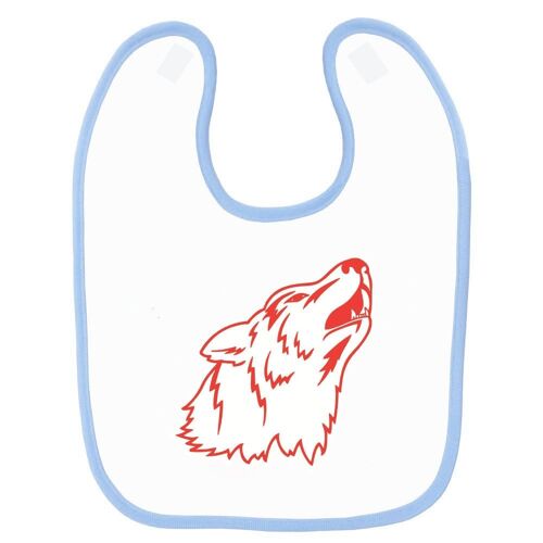 Bavoir Bébé Imprimé Loup Contour Rouge Bleu