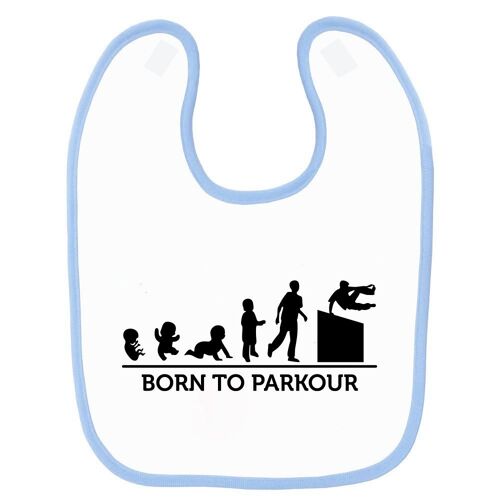 Bavoir Bébé Imprimé Bébé Évolution Parkour Texte Bleu