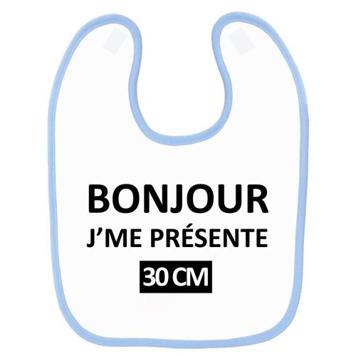 Bavoir Bébé Imprimé Bonjour 30cm Blanc