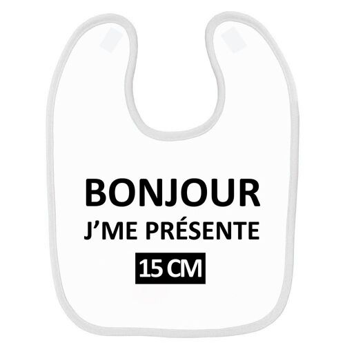 Bavoir Bébé Imprimé Bonjour 15cm Blanc
