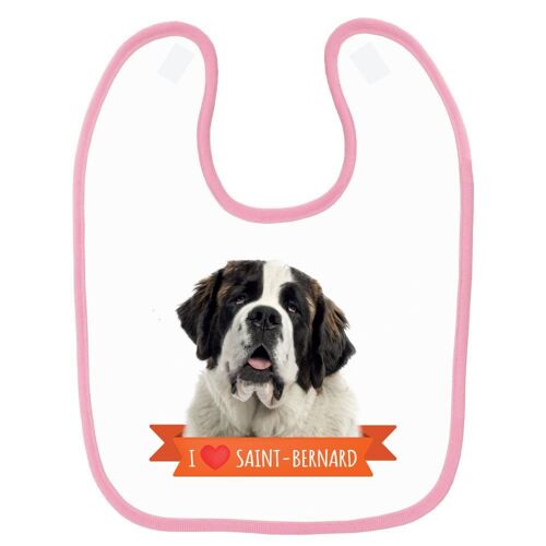 Bavoir Bébé Imprimé St Bernard Rose