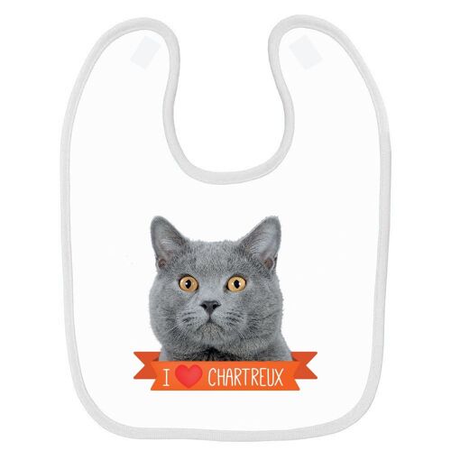 Bavoir Bébé Imprimé Chartreux Blanc