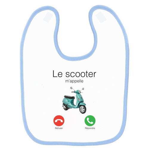 Bavoir Bébé Imprimé Scooter M'appelle Bleu