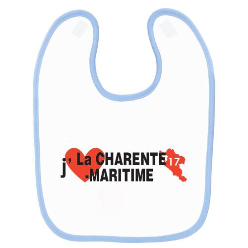 Bavoir Bébé Imprimé J'aime La Charente Maritime Bleu