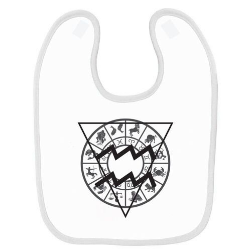 Bavoir Bébé Signe Astrologique Cercle Verseau Blanc