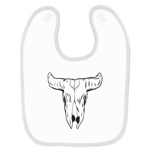 Bavoir Bébé Imprimé Skull Bulls Blanc