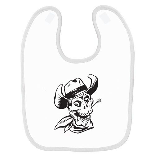 Bavoir Bébé Imprimé Skull Chapeau Blanc