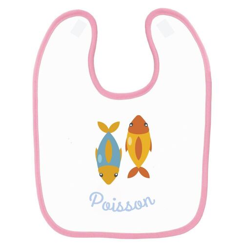 Bavoir B?b? Imprim? Signe Astrologique Poisson Rose