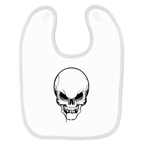 Bavoir Bébé Imprimé Skull 8 Blanc
