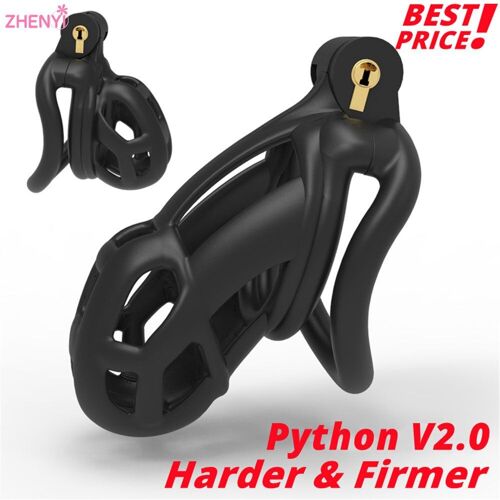 Cage À Bite Python V2.0 Pour Adulte, Jouet Sexuel Léger Avec Anneau De Pénis Incurvé Et Design 3d, Accessoire De Chasteté Personnalisé