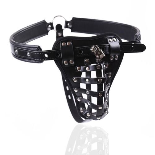 Cage De Chasteté En Cuir Pour Hommes, Lingerie En Cuir, Culotte En Forme De Coq, Bondage, Ceintures Sexuelles, Avec Serrure, Pour Pénis, Jouets Sexuels