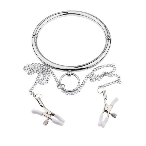 Collier De Cou En Acier Inoxydable Pour Hommes Et Femmes, Anneau Sexuel Bdsm, Chaîne De Mamelon, Pinces, Esclave, Jouets De Bondage, Jeu De Rôle, Jouet Sexuel Érotique
