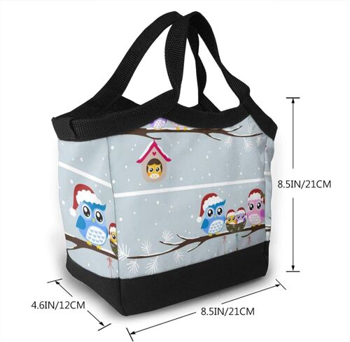 Sac à lunch portable sacs fourre-tout isolé étanche-famille des hiboux de Noël