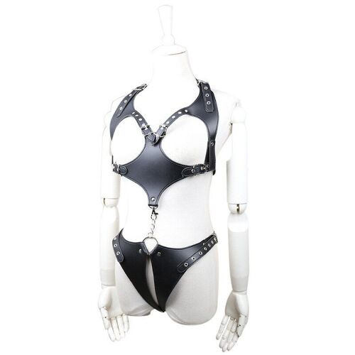 Soutien-Gorge En Cuir Pu Pour Femmes, Sous-Vêtement, Harnais, Cage, Bustier Ouvert, Corset, Culotte, Esclave, Contraintes, Jouets Sexuels