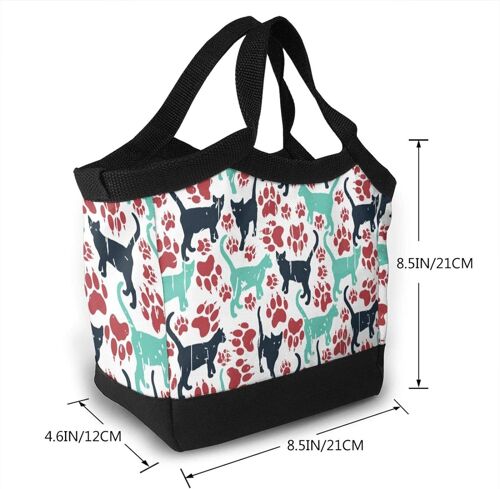 Sac à lunch portable sacs fourre-tout isolé empreinte de chat étanche