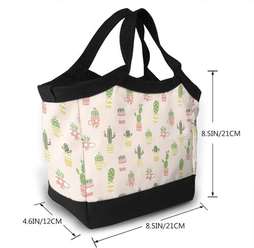 Sac à lunch portable sacs fourre-tout isolé cactus en pot anti-fuite-dessin animé