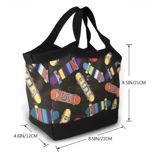 Sac à lunch portable sacs fourre-tout isolé motif de planche à roulettes étanche et lumineux