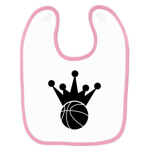 Bavoir Bébé Imprimé Courrone Basket Rose