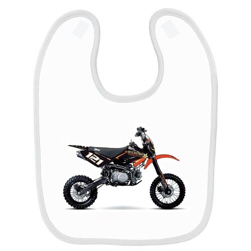 Bavoir Bébé Imprimé Moto Dirt 2 Blanc