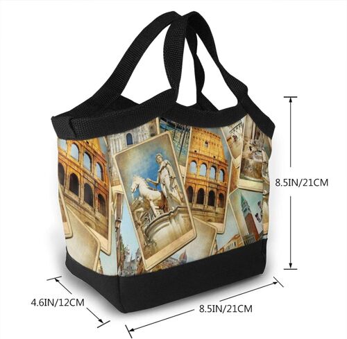 Sac à lunch portable Sacs fourre-tout isolés Cartes postales sur le thème du tourisme européen à l'épreuve des fuites