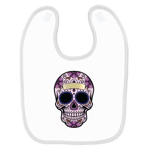 Bavoir Bébé Imprimé Calavera 8 Blanc