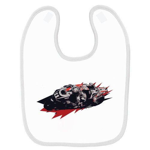 Bavoir Bébé Imprimé Moto Gp Blanc