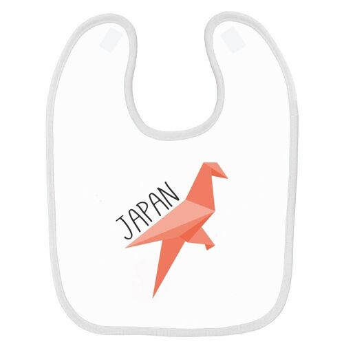Bavoir Bébé Imprimé Japan Origami Blanc