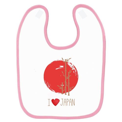 Bavoir Bébé Imprimé I Love Japan Bambou Rose