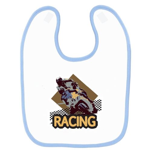 Bavoir Bébé Imprimé Motocross Racing Bleu