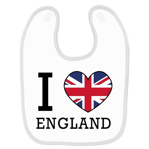 Bavoir Bébé Imprimé Drapeau I Love England Blanc