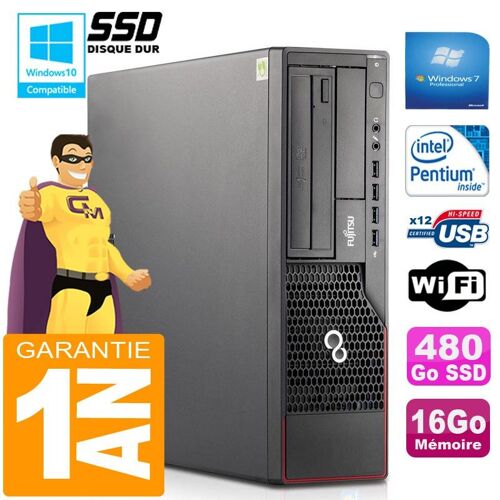 PC Fujitsu Esprimo E700 E90+ SFF Intel G840 RAM 16Go Disque 480 Go SSD Wifi W7