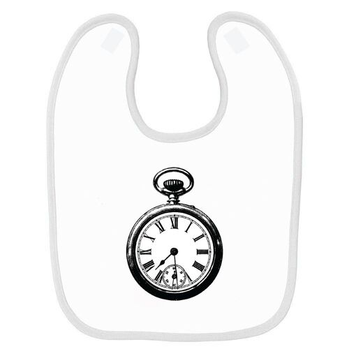 Bavoir Bébé Imprimé Steampunk Montre Blanc