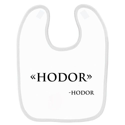 Bavoir Bébé Imprimé Citation Hodor Blanc