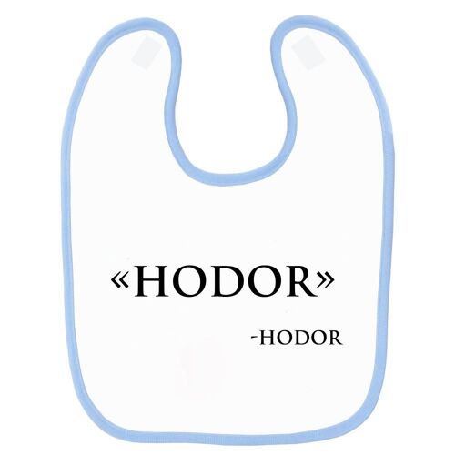 Bavoir Bébé Imprimé Citation Hodor Bleu