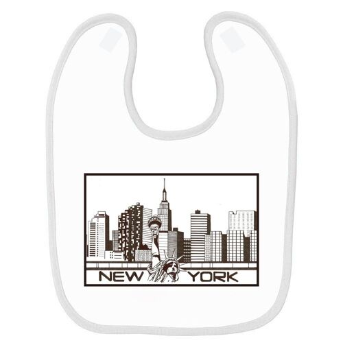 Bavoir Bébé Imprimé New York Draw Blanc