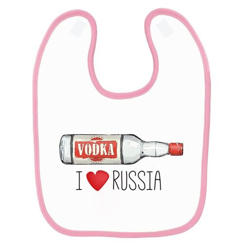 Bavoir Bébé Imprimé I Love Russia Vodka Rose