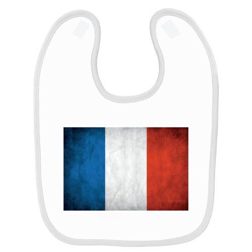 Bavoir Bébé Imprimé France Drapeau Blanc