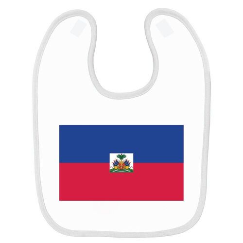 Bavoir Bébé Imprimé Drapeau Haïti Blanc