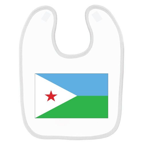 Bavoir Bébé Imprimé Drapeau Djibouti Blanc