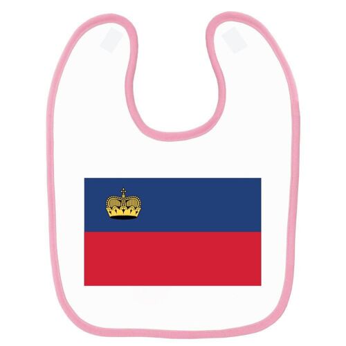 Bavoir Bébé Imprimé Drapeau Liechtenstein Rose
