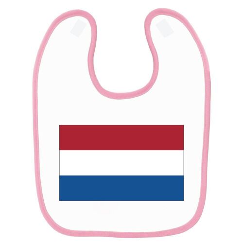 Bavoir Bébé Imprimé Drapeau Pays-Bas Rose